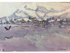 MONTANA SKI LODGE-Orig. Painting by Joe Sears of Greater Tuna Fame