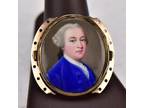 Signed 18th Century English Enamel Miniature Portrait Painting in Solid Gold