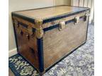 Antique large steamer trunk with interior trays