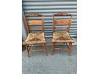 Vtg L Hitchcock Ladder Back Rush Seat Dining Chairs - Set of 2