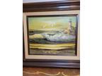 Vintage Painting Framed Signed Ocean Picture 14.5"×12.5"