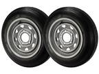 4.80X12 GlobalTrax Trailer Tire LRC on 5 Bolt Silver Spoke Wheel -PAIR