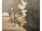 Antique California Mission Painting Landscape 1920’s Pie crust Frame