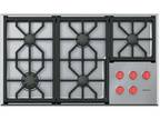 36" Wolf Stainless Cooktop, With Red Knobs