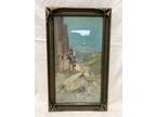 Antique 1911 Signed Western Native American On Horseback Landscape Painting