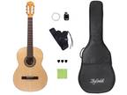 Monoprice Full-Size 4/4 Spruce Top Classical Nylon String Guitar W/ Accessories
