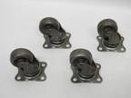 Set 4 Small Antique Metal Furniture Swivel Casters 1" Wheels Old Vintage Steel