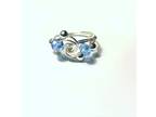 Silver Swirl Ring with Blue Crystal Beads