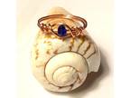 Copper wire wrap Ring with Blue Violet Crystal