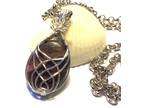 Silver Wire Wrap Rhodonite Gemstone Pendant