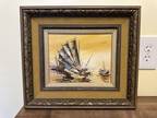 MCM Vintage Oil Painting Small Sized sailboat