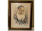 David Gilboa "Rabbi Portrait" Watercolor Signed & Numbered Painting