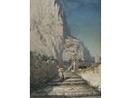 CAPRI ITALY WATERCOLOR PAINTING ANDREA CHERUBINI SIGNED 19th Century ITALIAN