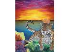 Original Jaguar Oil Painting on Canvas Landscape AnimalPainting 16 by 20 Inches