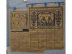 2 Vintage Burlap Calendars, 19 x 15 with Hangers (1994 and 1988)