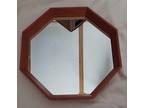Mid Century Modern Danish Modern Teak Octagonal Mirror-Signed Made In Denmark