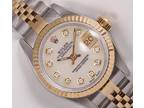 Rolex Lady Datejust 26mm Two Tone Steel 18k Gold Fluted-White MOP Diamond Dial