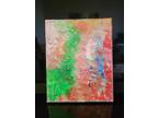 Colorful Painting on Canvas 8x10 Painting Abstract Canvas Art Green Painting