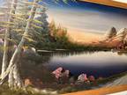 Burdette Pletan Oil Painting Fastest Artist Signed 32”x15” Nice Big Pletan