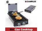 CAMPLUX LED Light RV Cooktop 2 Burner 12V Build in / Desktop Outdoor Gas Stove