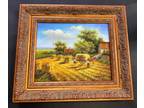 8x10 Hay Stack Field Oil Painting