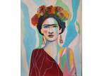 FRIDA KAHLO Painting Figurative Portrait Woman Fantasy Abstract 20x16 Original