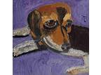 Original beagle dog oil painting, signed