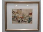 MCM 1955 Fernand Guignier Signed Paris France Art Watercolor Painting Framed