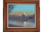 Madison Wisconsin skyline From the Lake Original Framed Painting by J Capozio
