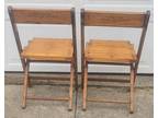 Pair (2) Vintage Oak Wood Folding Chairs, Multiple Sets,