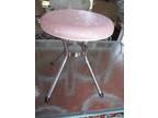 Vtg MCM Cosco Round Stool Pink with Daisies Chrome Legs 15.5" Tall 13" D Seat