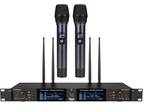 2 Handheld Wireless Microphone System True Diversity Pro Audio 2*100 Channel UHF