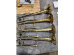 Lot Of Four Bells Trombone Conn 18h, Olds, Bach, Antigua