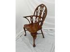 Vintage Maitland Smith Arm Chair English Gothic Style Mahogany Arched Back