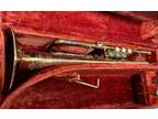 Ambassador Trumpet Bb Key Musical Instrument Gold-Tone With Wooden Hard Case
