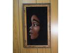 VTG Velvet Painting African American Crying Woman Child MCM Mexico 14" x 21"
