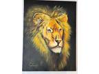 Portrait Large LION Original Oil Painting Canvas VTG Signed: CUTRANO 16"x14"