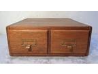 Vintage Antique Oak 2 Drawer Dovetail Card Catalog Index File Cabinet Solid!