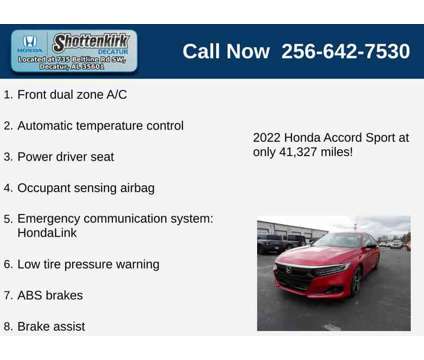2022UsedHondaUsedAccordUsed1.5 CVT is a Red 2022 Honda Accord Car for Sale in Decatur AL