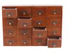 16 Drawers Vintage Wood Apothecary Medicine Cabinet Label Holder Card Catalog