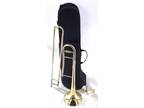 Gold Brass Finger Hook Trombone Musical Instrument With Case & Accessories