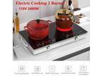 Electric Cooktop 2 Burners Portable Electric Stove Top Knob Control 110V 2400W