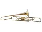 BRASS FINISH Bb FLAT-VALVE TRUMBONE-FREE HARD/CASE+TROMBONE BRS