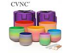 CVNC 432Hz 6"-12" 7 Pcs Rainbow Colored Crystal Singing Bowl Chakra Set with Bag