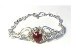 Silver Bracelet with African Red Ruby