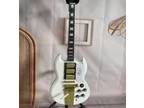 White SG Electric Guitar Solid Body Black Fretboard 3H Pickups White Pickguard