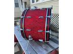 1970s Slingerland 24 X 14" Red Satin Flame Bass Drum Kick Re Wrapped