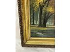 Antique C.1900 W. ADAM American Miniature Oil Painting Landscape Tree W/ Foliage