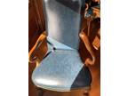 Queen Anne Style Mahogany and Leather Armchair-BLUE