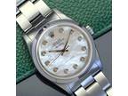 Rolex Mens Air-King Steel Watch 34mm White Dial Smooth Bezel Oyster Band 14000